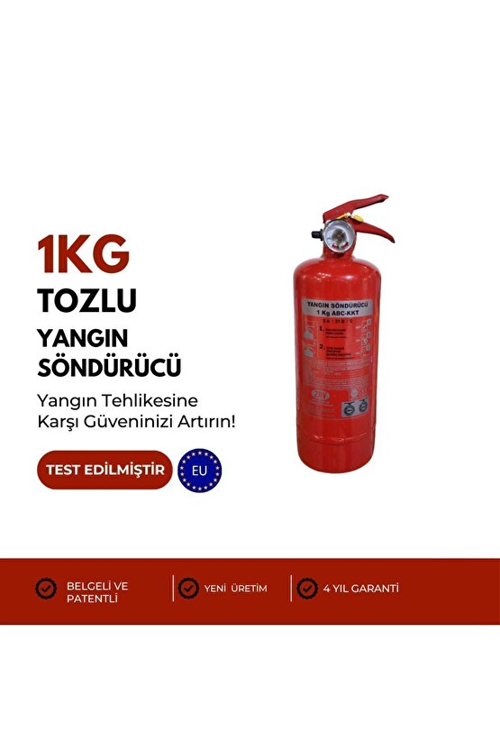 4 Yıl Garantili ABC Tozlu Yangın Söndürücü - CE ve TSE Belgeli 1 kg
