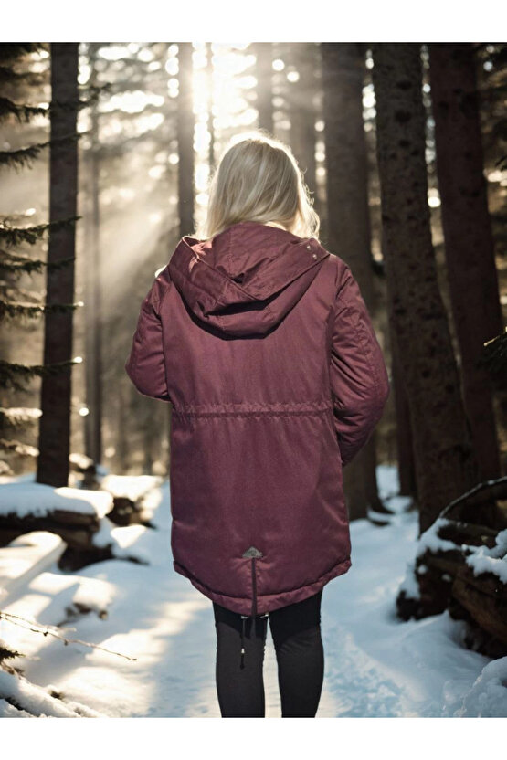 Kadın Uzun Kollu Hakiki Deri Ceket - Bordo