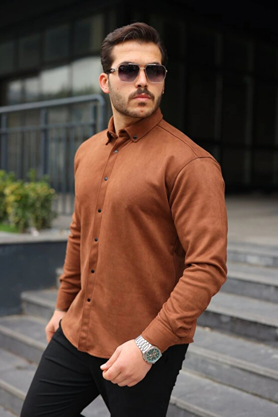 Erkek Uzun Kollu Süet Gömlek