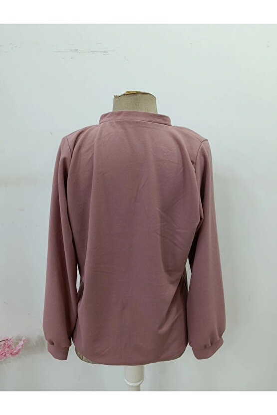 Kadın Uzun Kollu önden Düğmeli Hakim Yaka Ithal Krep Bluz