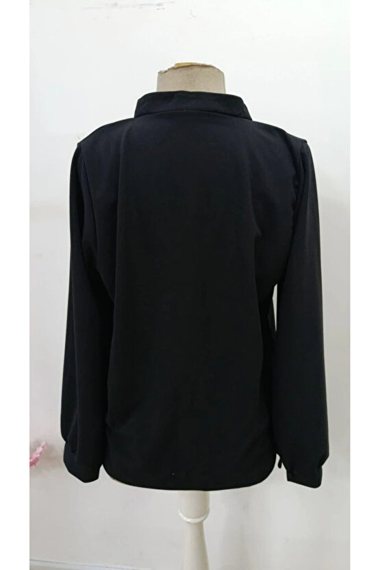 Kadın Uzun Kollu önden Düğmeli Hakim Yaka Ithal Krep Bluz