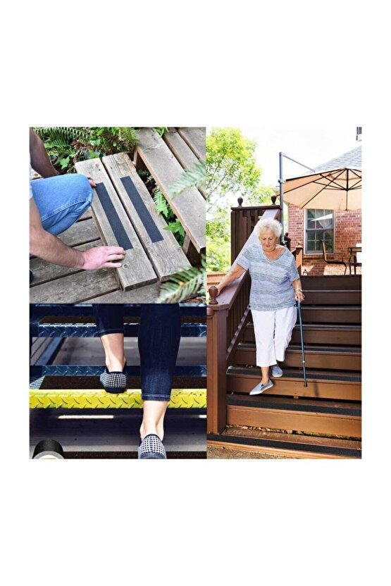 10 Adet Yapışkanlı Merdiven Kaydırmaz Bandı - Kaymaz Bant 5 Cm Genişlik 25 M Uzunluk