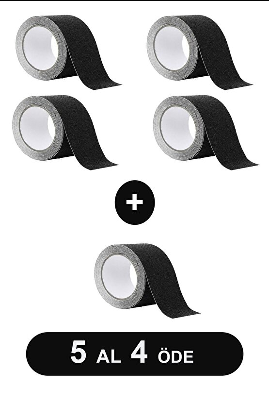 5 Adet Yapışkanlı Merdiven Kaydırmaz Bandı - Kaymaz Bant 5 Cm Genişlik 25 M Uzunluk
