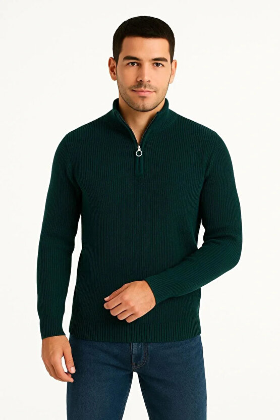 Erkek Fitilli Triko Kazak 3’lü Set – Haki, Siyah, Antrasit Kalın Dokuma Pamuklu Regular Fit V Yaka F