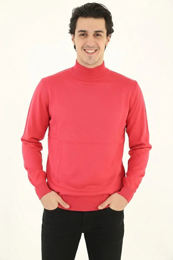 Erkek Yarım Boğaz Triko Kazak yumuşak dokulu Pamuklu ince Dokuma, uzun kollu Rahat Regular kalıp - P