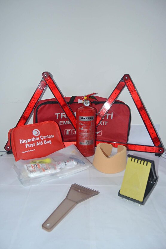 Dikdörtgen Trafik Ve Ilkyardım Seti Çantası Kayma Takozu Buz Kıracak Araç Seti Ekonomik