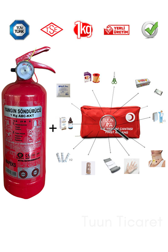 Trafik Ilkyardım Seti Yangın Tüpü Boyunluk Oto Muayene Paketi Yeni Üretim
