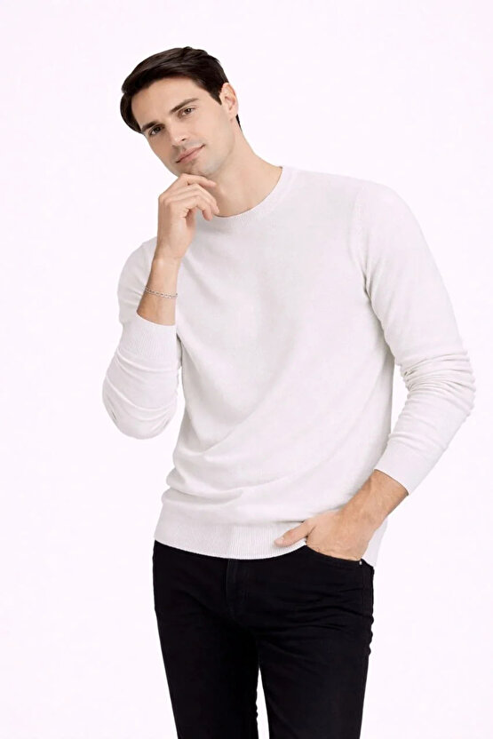 Erkek Bisiklet Yaka Triko Kazak yumuşak dokulu Pamuklu ince Dokuma, uzun kollu Rahat Regular kalıp -