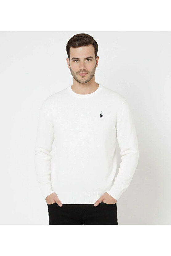 Erkek Bisiklet Yaka Nakış işlemeli Triko Kazak yumuşak dokulu Pamuklu ince Dokuma, uzun kollu Rahat