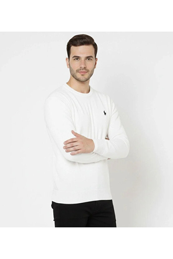 Erkek Bisiklet Yaka Nakış işlemeli Triko Kazak yumuşak dokulu Pamuklu ince Dokuma, uzun kollu Rahat