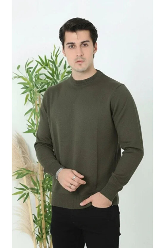 Erkek Bisiklet Yaka Triko Kazak Yumuşak Dokulu Pamuklu Ince Dokuma, Uzun Kollu Rahat Regular Kalıp -