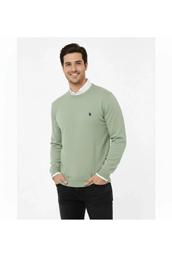 Erkek Bisiklet Yaka Nakış işlemeli Triko Kazak yumuşak dokulu Pamuklu ince Dokuma, uzun kollu Rahat