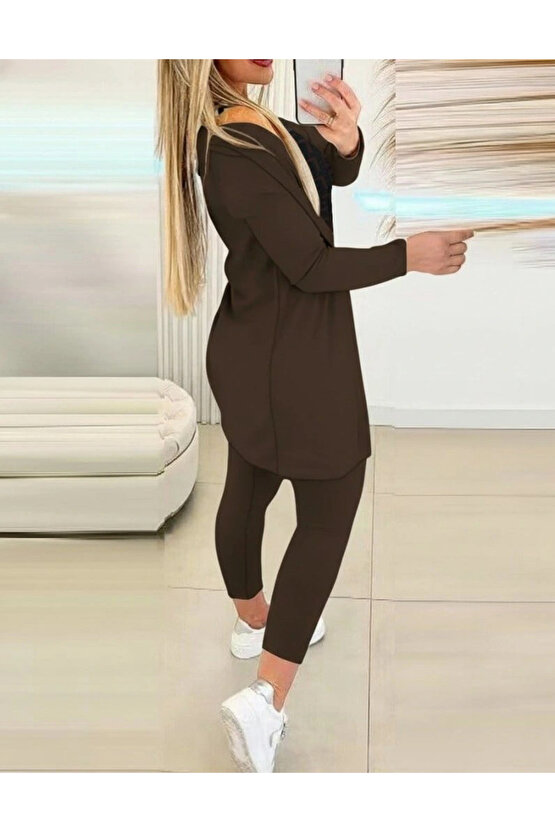 Kadın Uzun Kollu Krep üçlü Takım