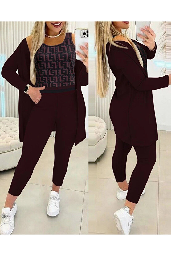 Kadın Uzun Kollu Krep üçlü Takım