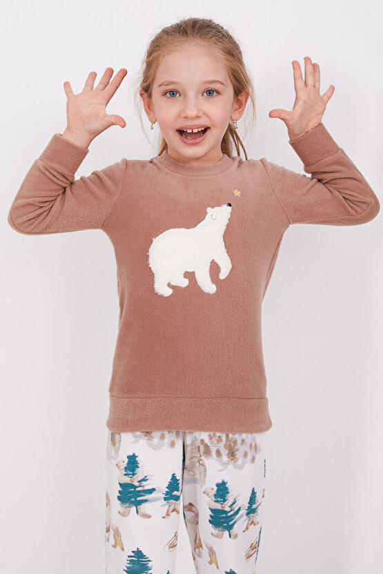 Polar Bear Camel Kız Çocuk Uzun Kol Pijama Takım