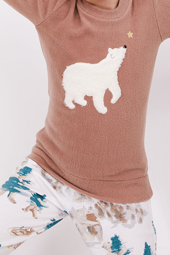 Polar Bear Camel Kız Çocuk Uzun Kol Pijama Takım