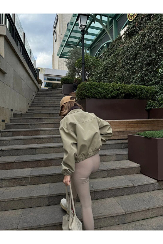 Çift Yakalı Ceket Mont - Yeşil