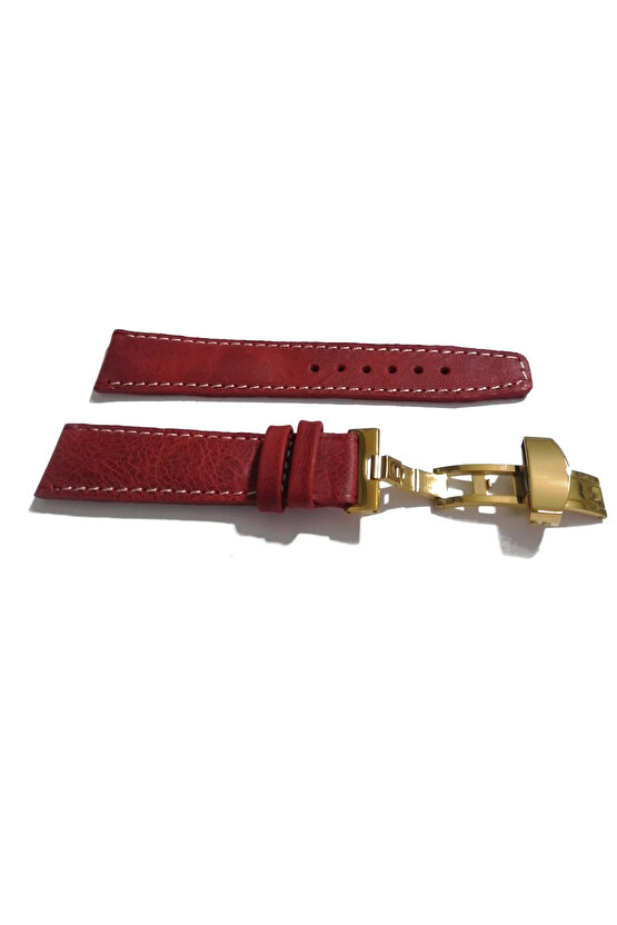 Her Saate Uygun Kelebek Toka 24 MM Hakiki Deri (257) SARI TOKA KIRMIZI