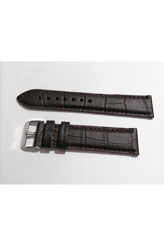 &Her Saate Uyumlu Hakiki  Dana  Derisi  Saat Kordonu 20   mm ( 127 )  mat kahverengi
