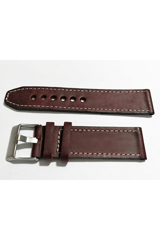 & Fosil  Uyumlu &Her Saate Uyumlu greyzi  Deri Saat Kordonu 24  mm  (83)  bordo