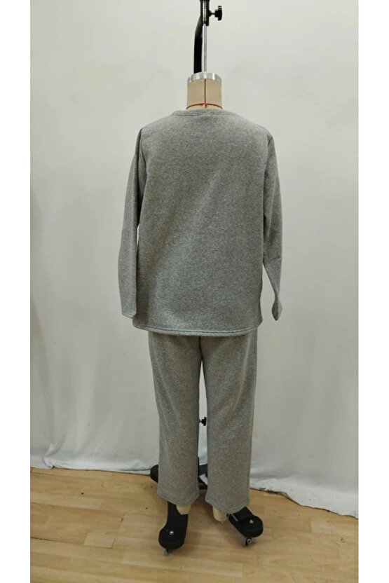 Kadın Uzun Kollu Yanları Nervurlu Viskon Iki Iplik Ve Pantolon Ikili Takım