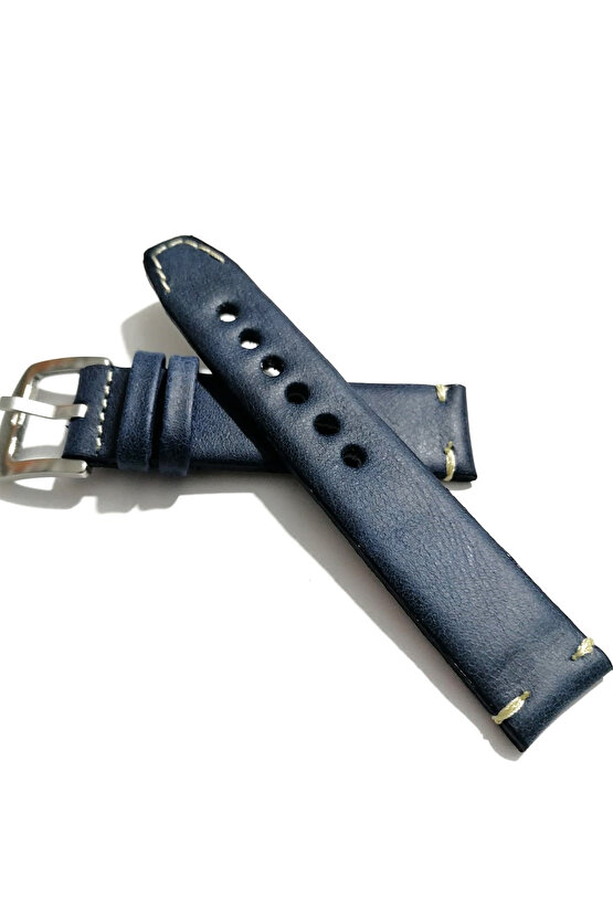 Her Saate Uygun  El Yapımı 20  mm Hakiki  Deri Kordon  mavi