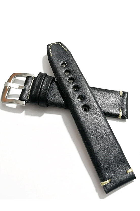 Her Saate Uygun  El Yapımı 20 mm Hakiki  Deri Kordon Siyah