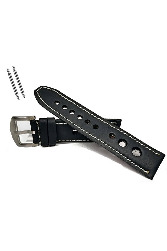 Tissot & Crayz Hakiki Deri 22 mm Siyah