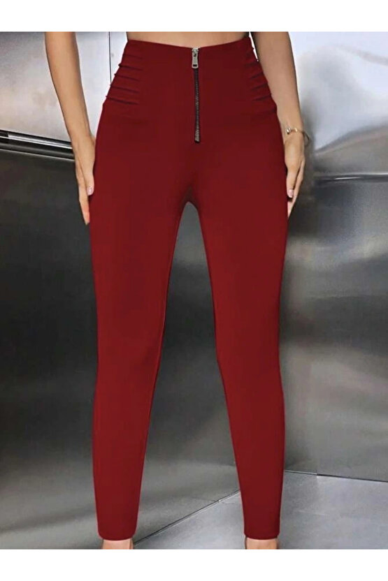 özssa Kadın Yüksek Belli önden Fermuar Ve Nervur Detaylı Dalgıç Tayt