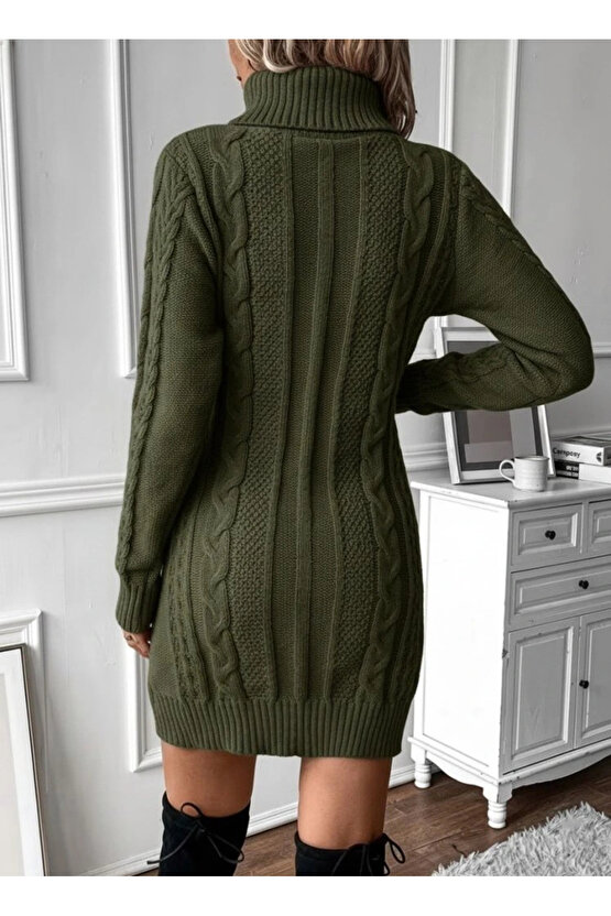 Kadın Balıkçı Yaka Mini Triko Elbise