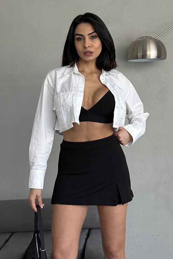 2li Yırtmaçlı Mini Şort Etek