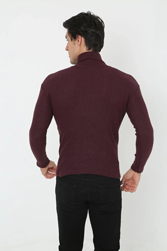 Erkek Tam Boğazlı Fitilli Likrali Koşkorse Badi - Bordo