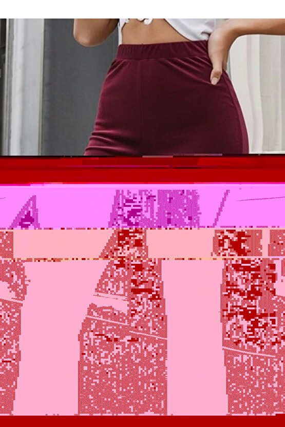 Kadın Yüksek Bel Paçaya Doğru Genişleyen Kadife Pantolon