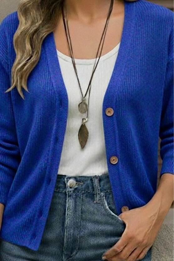 Düğme Detay Triko Bluz