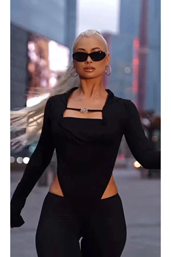 MDB Kadın Uzun Kollu Kare Yaka Toka Ve Bel Dekoltesi Detaylı Tulum Tulum