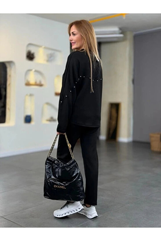 Kadın Inci Detay Modal Kumaş Ikili Takım