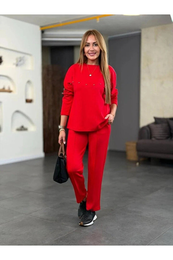 Kadın Inci Detay Modal Kumaş Ikili Takım