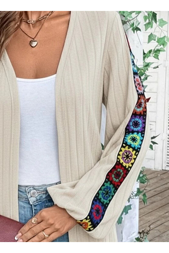 Kadın Uzun Kollu önü Açık şardonlu Kaşkorse Ceket