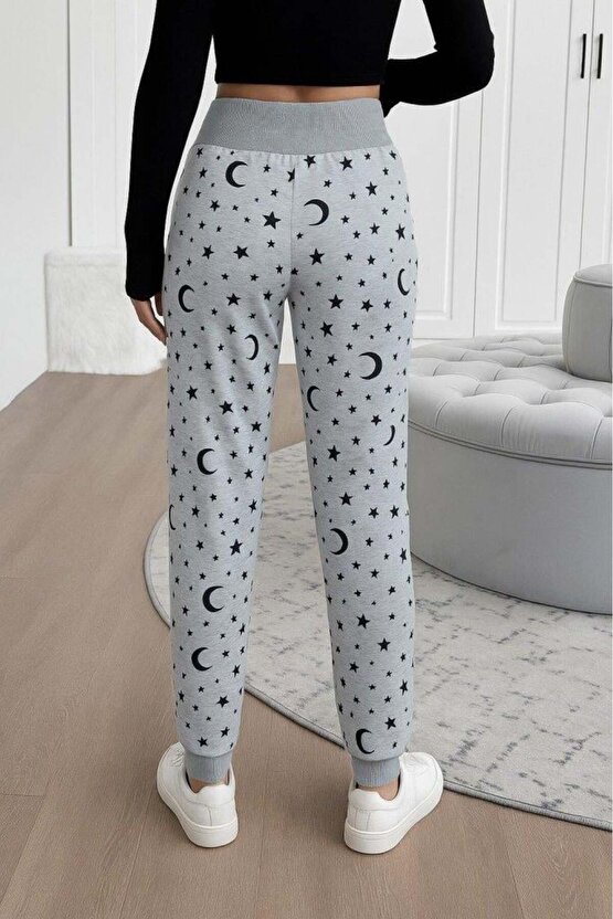 Kadın Yüksek Bel Bağcıklı Desenli Iki Iplik Pantolon