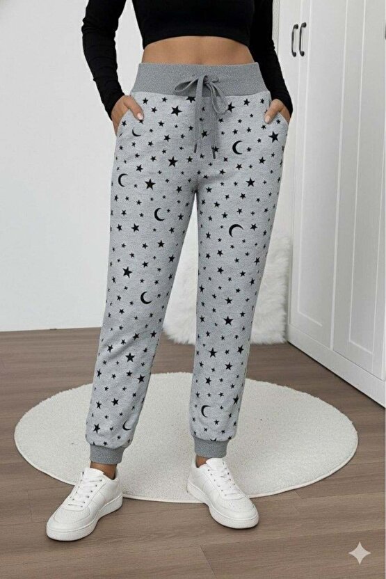 Kadın Yüksek Bel Bağcıklı Desenli Iki Iplik Pantolon