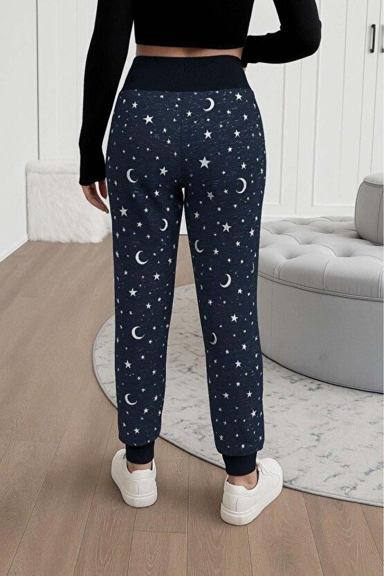 Kadın Yüksek Bel Bağcıklı Desenli Iki Iplik Pantolon