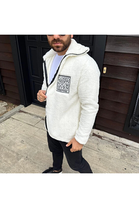 Erkek Polar Fermuarlı Sweatshirt – Kapüşonsuz, Cepli, Yumuşak Dokulu, Oversize Rahat Kalıp, Kışlık S