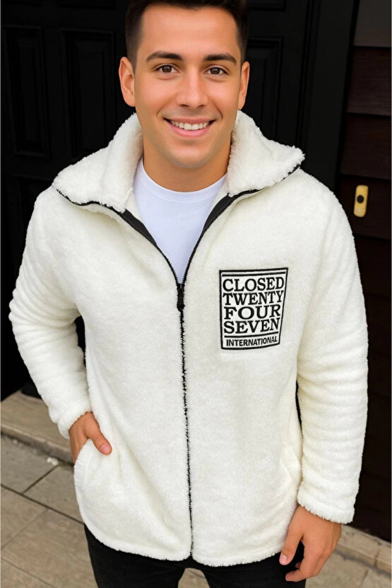 Erkek Polar Fermuarlı Sweatshirt – Kapüşonsuz, Cepli, Yumuşak Dokulu, Oversize Rahat Kalıp, Kışlık S