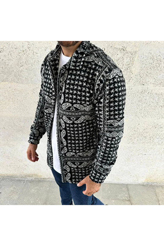 Erkek Polar Fermuarlı Sweatshirt – Kapüşonsuz, Cepli, Yumuşak Dokulu, Oversize Rahat Kalıp, Kışlık S