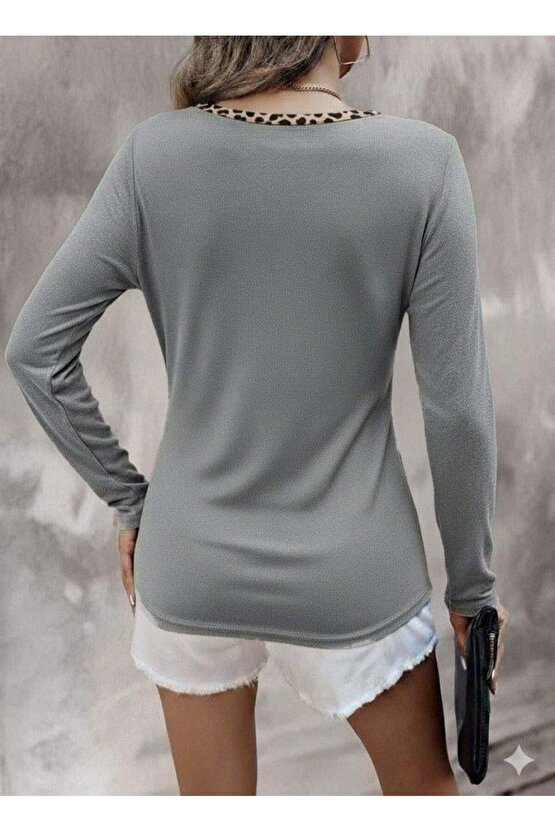 Kadın Uzun Kollu V Yakalı Kaşkorse Bluz