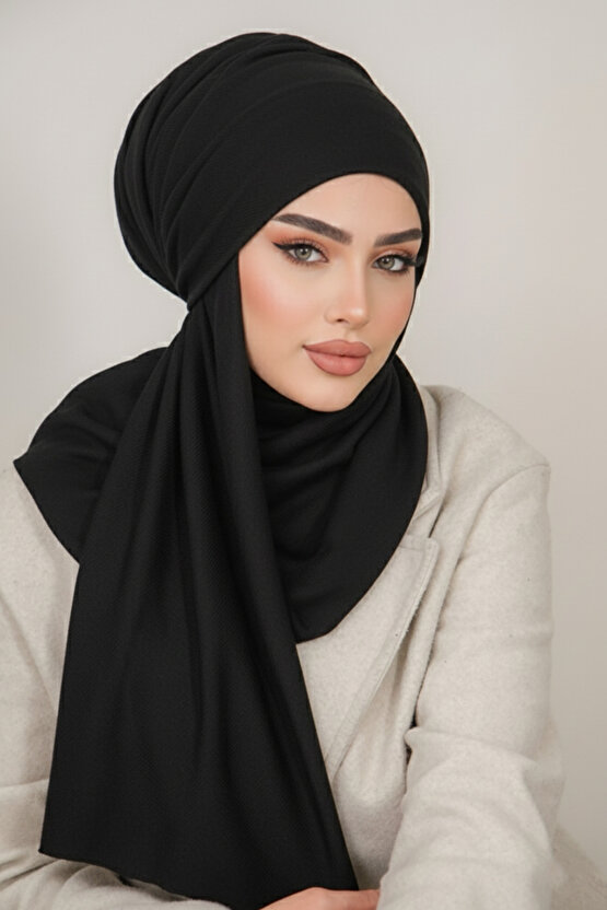 Siyah Mevsimlik Kullanıma Uygun Kelebek Bone Şal