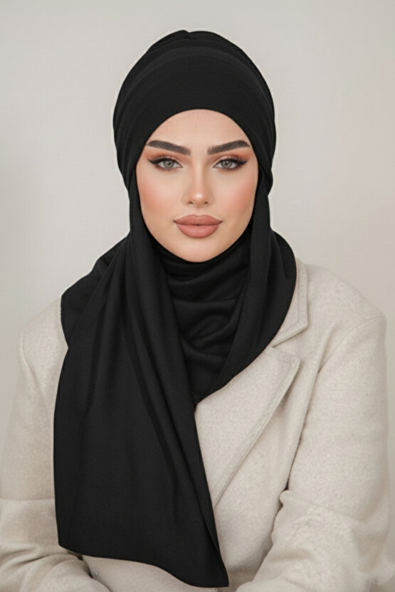 Siyah Mevsimlik Kullanıma Uygun Kelebek Bone Şal