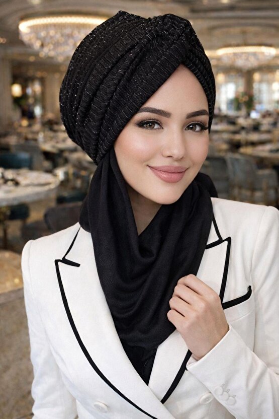 Siyah Işıltılı Burgulu Bone