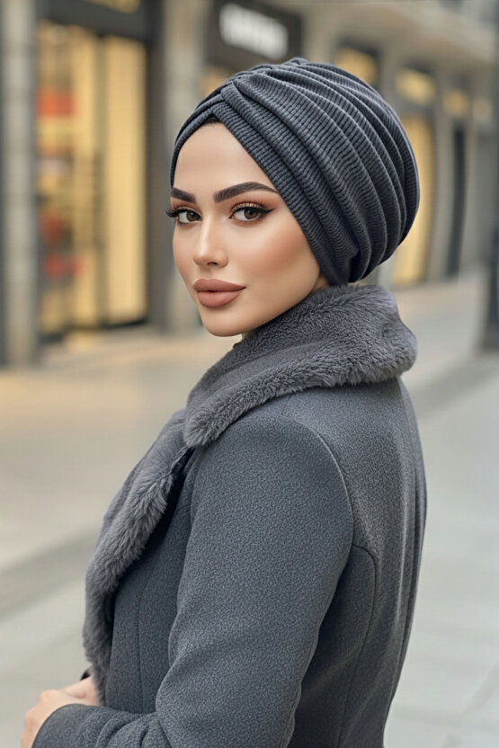 Antrasit Triko Büzgülü Salaş Bone