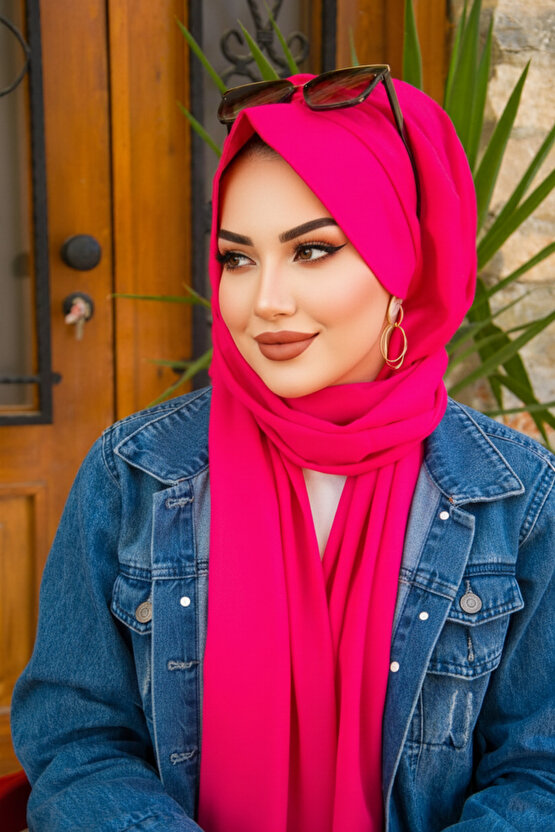 Fuşya Şapkalı Şal